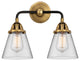 Small Cone Bath Vanity Light, Black Antique Brass, Clear, Clear
