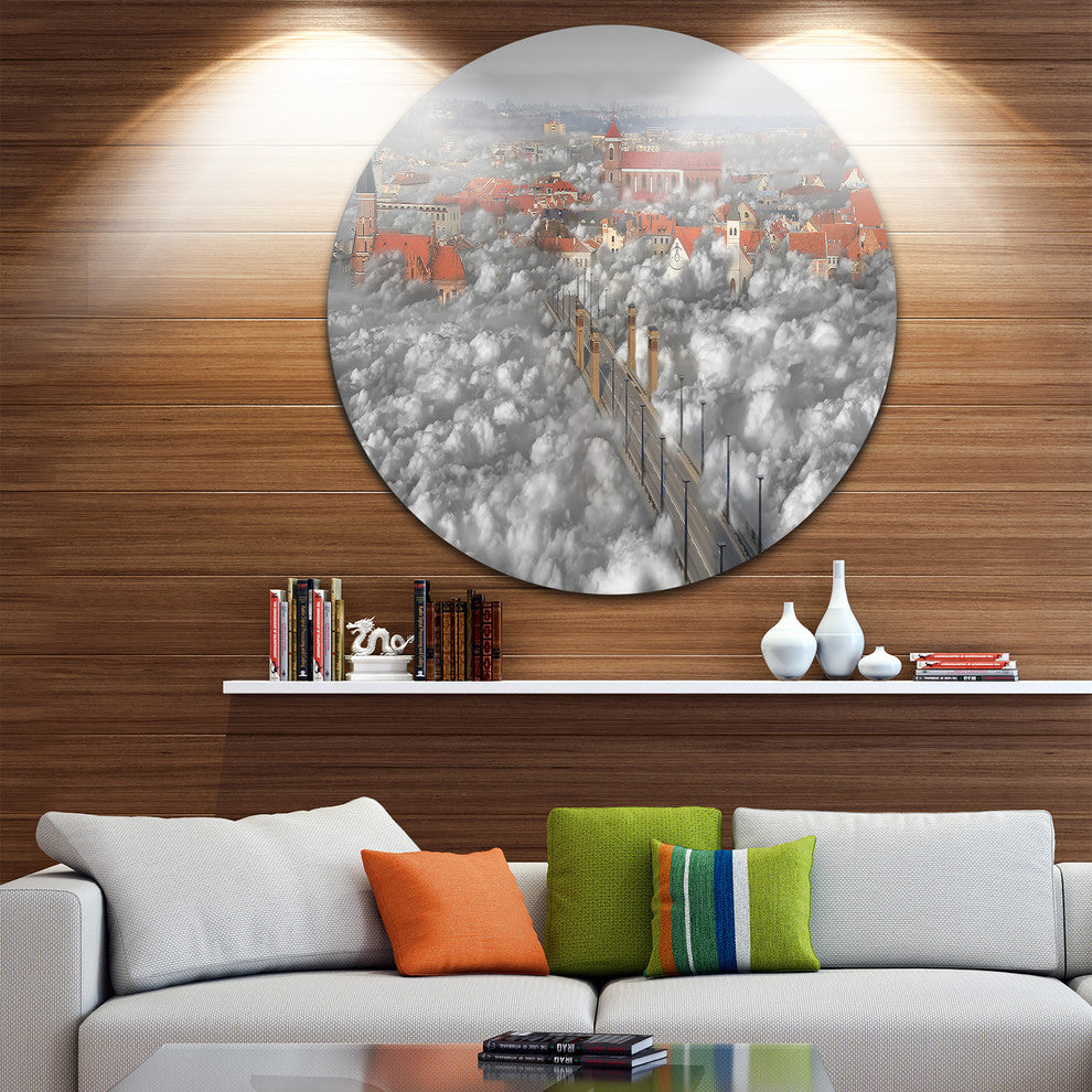 When The Cloud Descends, Digital Art Round Wall Art, 23"