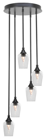 Empire 5-Light Cluster Pendalier, Matte Black/Clear Bubble