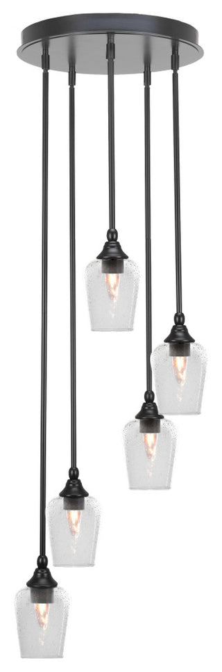 Empire 5-Light Cluster Pendalier, Matte Black/Clear Bubble