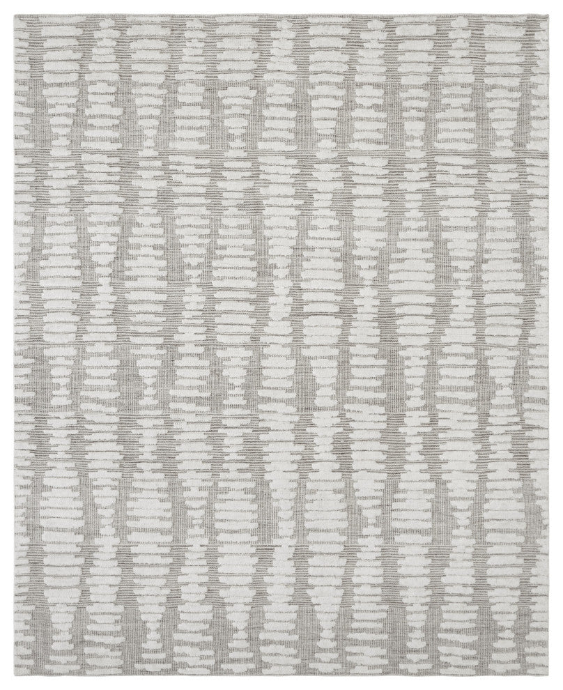 Ivory Contemporary Geometric Transitional High-Low Area Rug