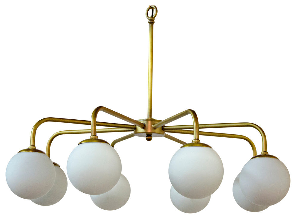 Larenta Chandelier, Antique Brass, Metal and Glass
