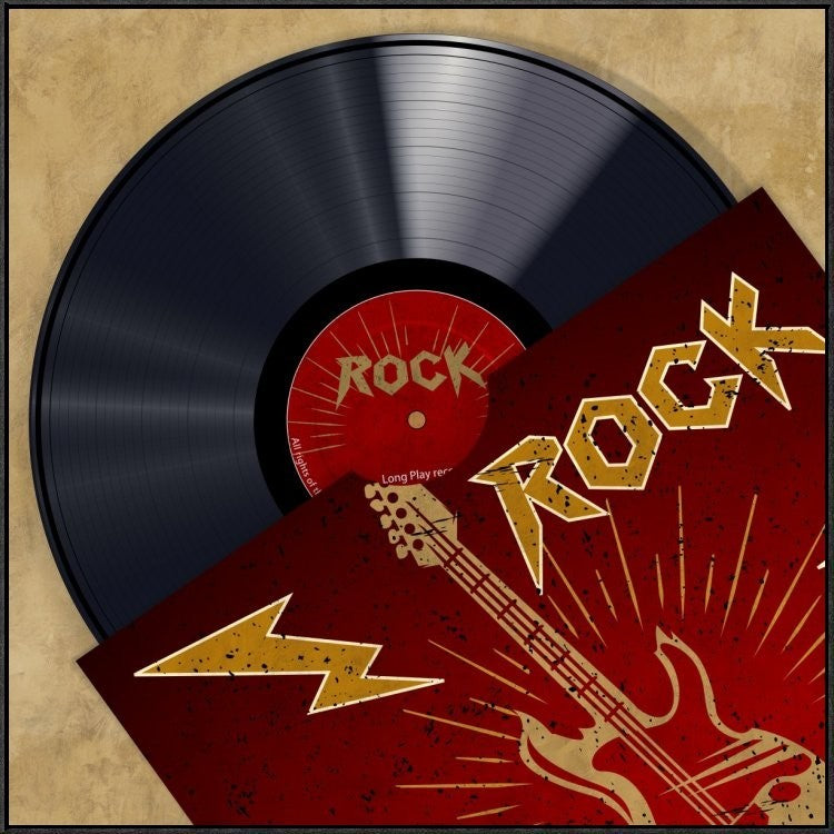 "Vinyl Club, Rock" Framed Canvas Giclee by Steven Hill, 37x37"