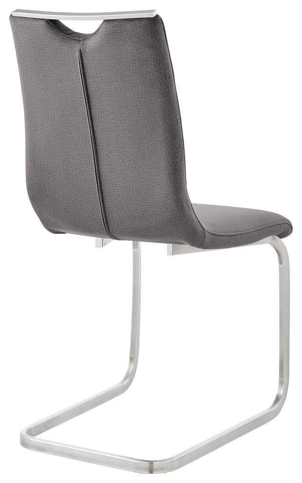 Pacific Gray Dining Room Accent Chair Set of 2, Gray and Stainless Steel