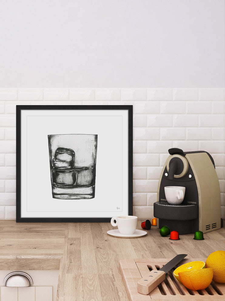 "Bourbon on the Rocks" Framed Painting Print, 12"x12"