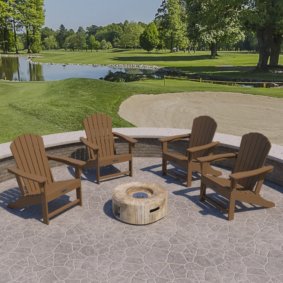 CASAINC Adirondack Chair PS Board 6 Back Panel Outdoor Widened Armrests Brown