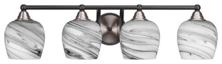 Paramount 4-Light Bath Bar, Matte Black/Brushed Nickel, 6" Onyx Swirl