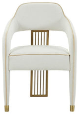 Pemberly Row Transitional Fabric Dining Chair in Cream/Gold Finish