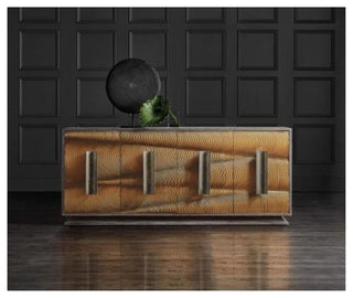 Melange Swaley Four Door Wood Credenza in Dark Brown Finish by Hooker Furniture