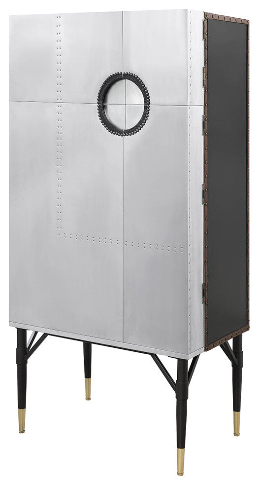 Yoela Wine Cabinet, Leather, Aluminum