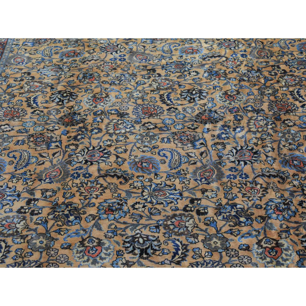 Ivory Antique Persian Mashad Hand Knotted 100% Wool Oversized Rug 11'9" x 16'4"