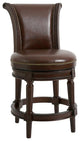New Ridge Home Goods Chapman 31" Wood Bar Height Swivel Barstool in Walnut
