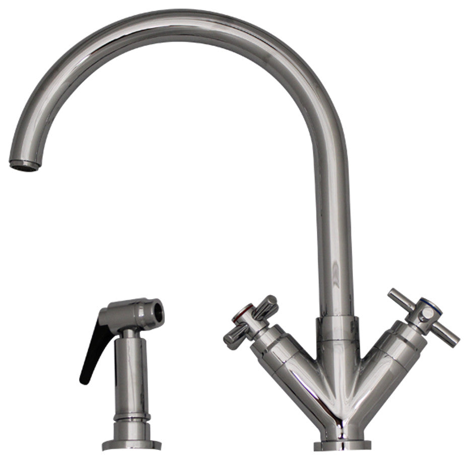 Whitehaus 3-03942CH85-C Luxe+ Dual Handles Faucet With  Swivel Spout, Chrome