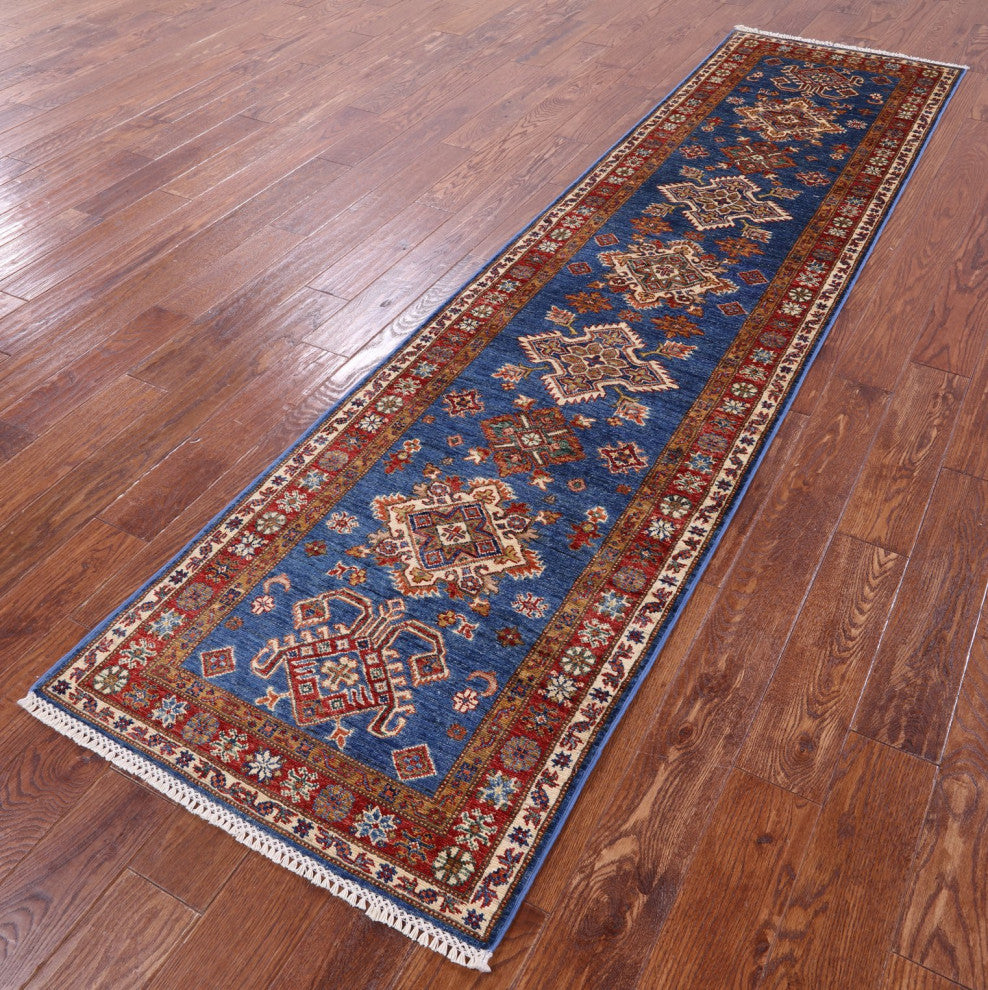 Runner Super Kazak Hand Knotted Wool Rug 2' 6" X 9' 9" - Q12968