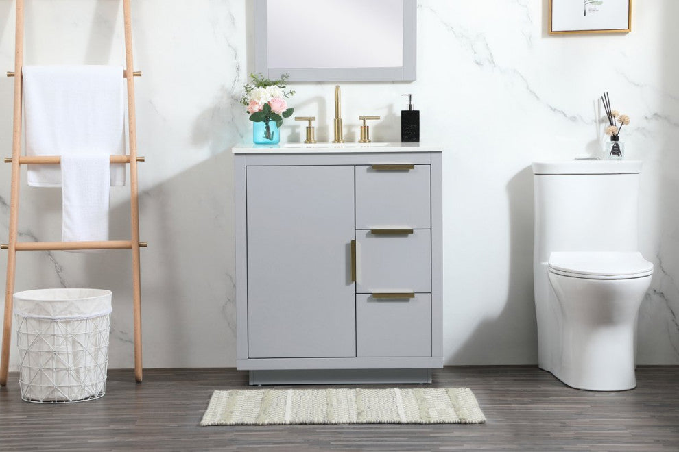 Bethany Single Bathroom Vanity, Gray, 30"