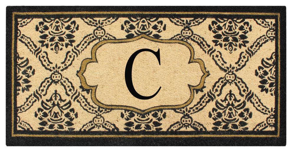 A1HC  Uriel Treated Coir Entry Monogrammed Double Doormat, 60"x30", X-Large, C