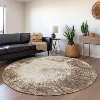 Premium Machine Washable Mayfield AMF34 Brown 8' x 8' Round Rug