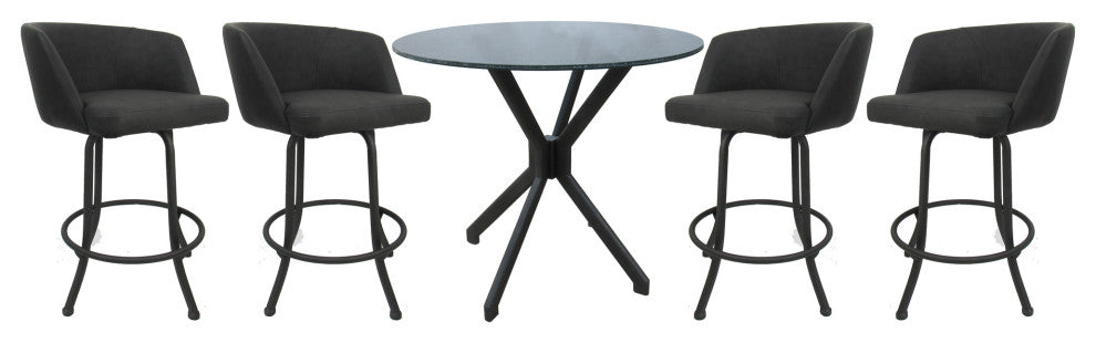 Swivel Counter Metal Pub Set - Joey Stools 26" or 30", Moonstone - Grey, 30", Crackle