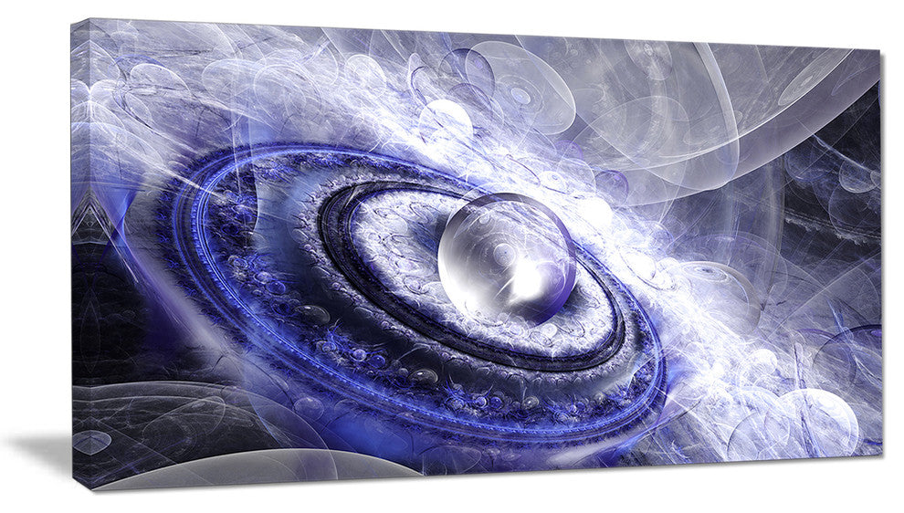 Beautiful Blue Flying Saucer, Large Floral Canvas Art Print, 60"x28"