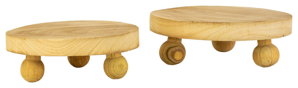 Set of Two Round Wooden Risers