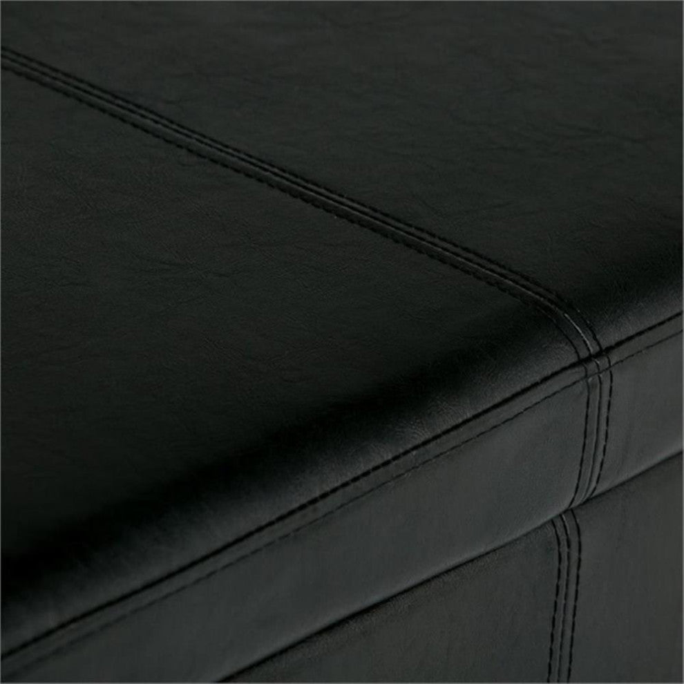 Atlin Designs Faux Leather Storage Bench in Black