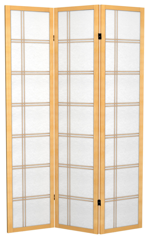 6' Tall Canvas Double Cross Room Divider, Natural, 3 Panels