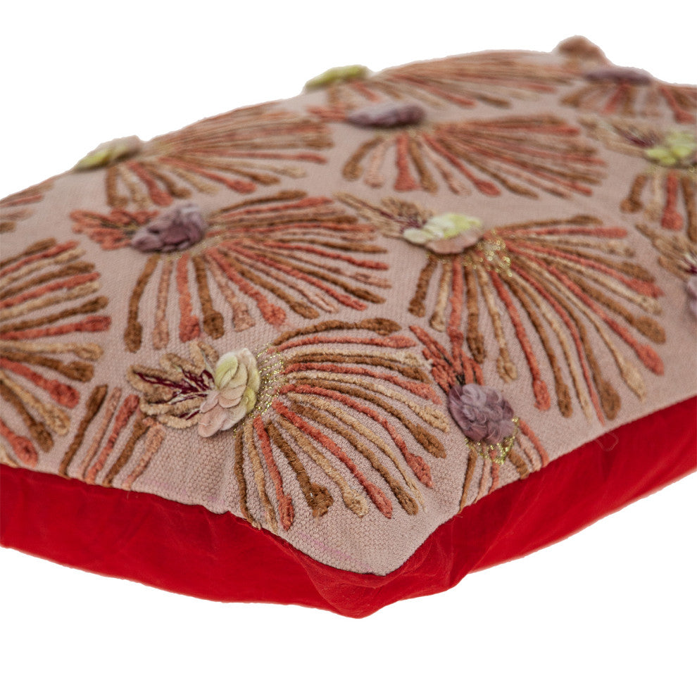Parkland Collection Lebo Accent Pink Pillow Cover With Poly Insert, 14"x20"