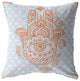 26 Blue Orange Hamsa Indoor Outdoor Throw Pillow