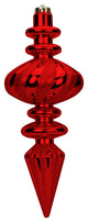 Wl-Fin-11-Re- 11" Finial Ornament Red With Red Glitter