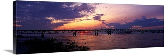 "Michigan, Macinaw City, Mackinac Bridge" Canvas Art, 36"x12"x1.25"