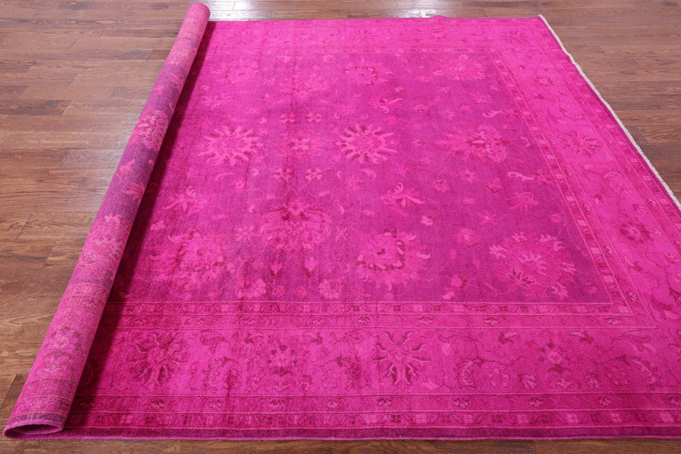 8' 0" X 9' 7" Overdyed Full Pile Handmade Wool Rug - Q12709