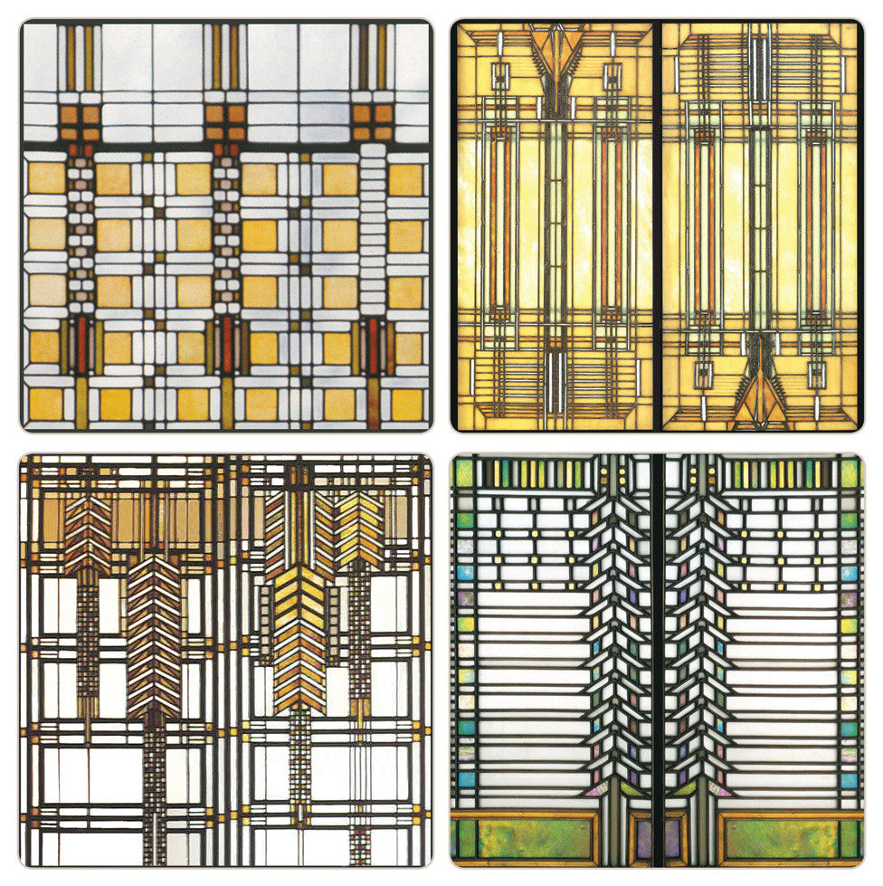Frank Lloyd Wright Art Glass Collection Stone Coasters, Set of 8
