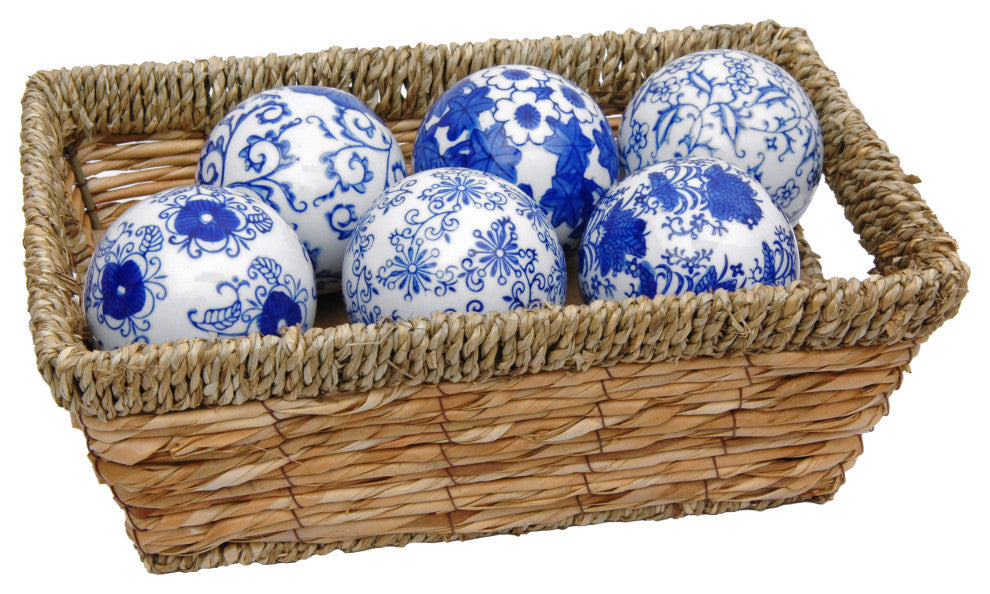 3" Blue and White Decorative Porcelain Ball Set