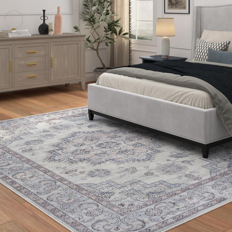 Sonoma Calanthe Gray, Blush, Blue, Ivory Viscose Area Rug