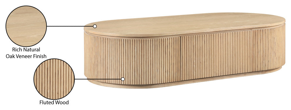 Moana Wood Storage Coffee Table, Natural, 64" W X 32" D