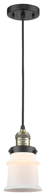 Small Canton 1-Light Mini Pendant, Black Antique Brass, Matte White