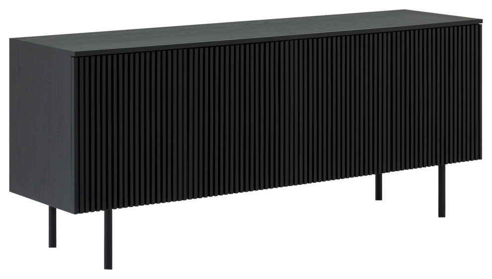 Pasadena 4 Door Wood Buffet Cabinet With Black Oak Finish