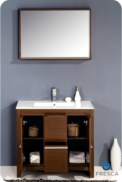 Fresca Allier 36" Wenge Brown Modern Bathroom Vanity With Mirror