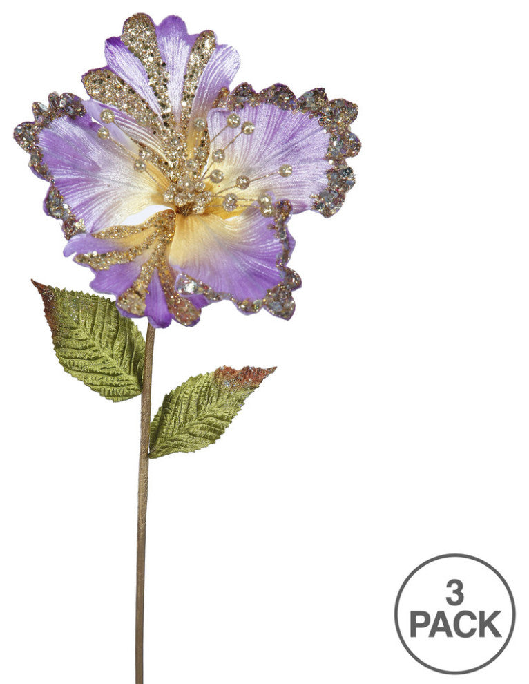 Vickerman Of160326 23" Violet Hibiscus Artificial Christmas Pick