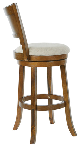 Swivel Stool 30" With Solid Back, Burnt Brown