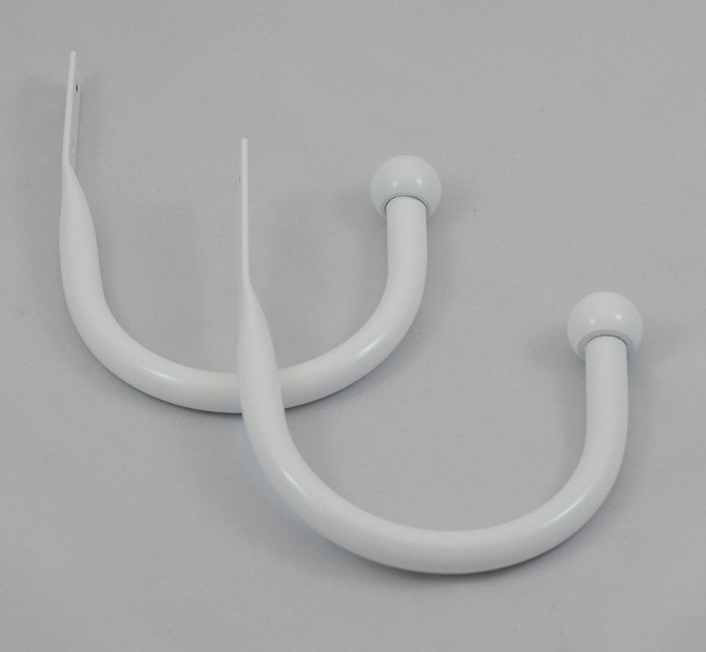 Steel Curtain Holdbacks, Glossy White, Set of 2