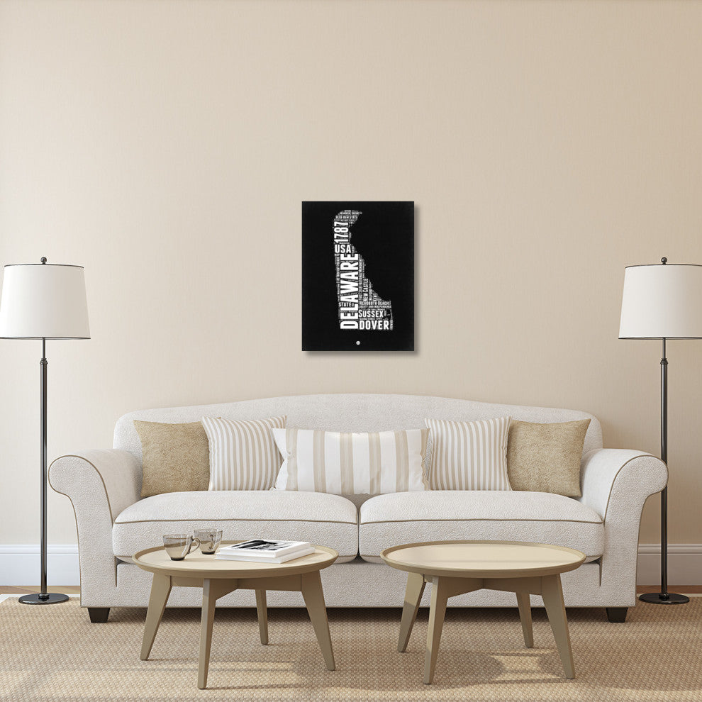 "Delaware Black and White Map" Fine Art Print
