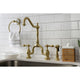 KS7757ALBS Country Kitchen Bridge Faucet With Brass Sprayer, Brushed Brass