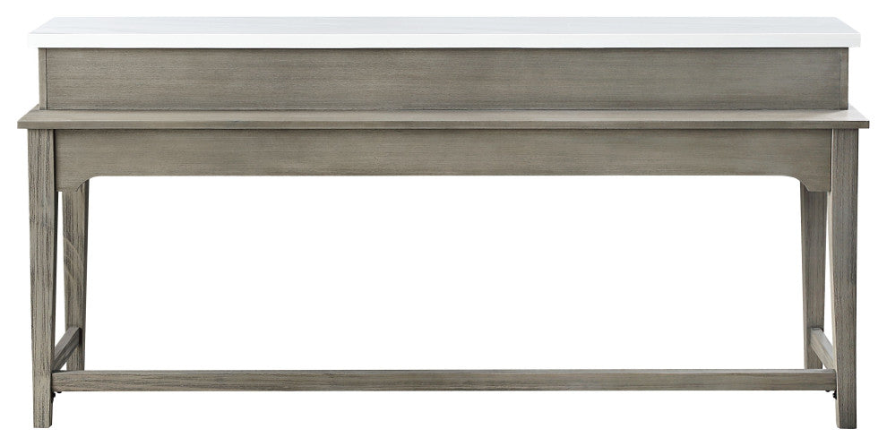 ACME Wandella 4-Piece Set Counter Height Set With USB, Marble/Rustic Oak