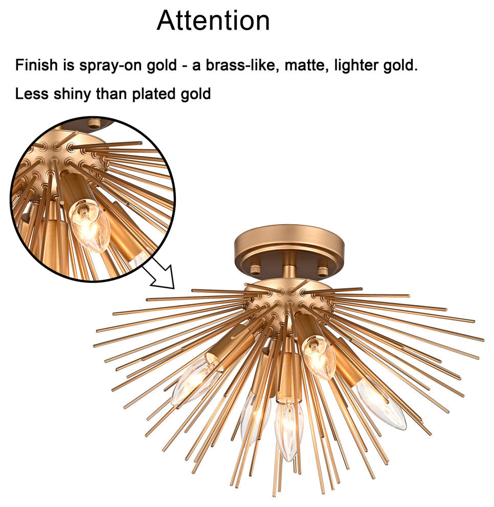 Sami Sputnik Shiny Bronze Metal Flush Mount With 5 Lights