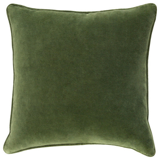 Surya Safflower Medium Green Pillow Shell With Polyester Insert 22"H X 22"W
