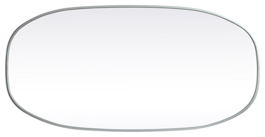 Home Living Metal Frame Oval Mirror 24x48 Inch, Silver