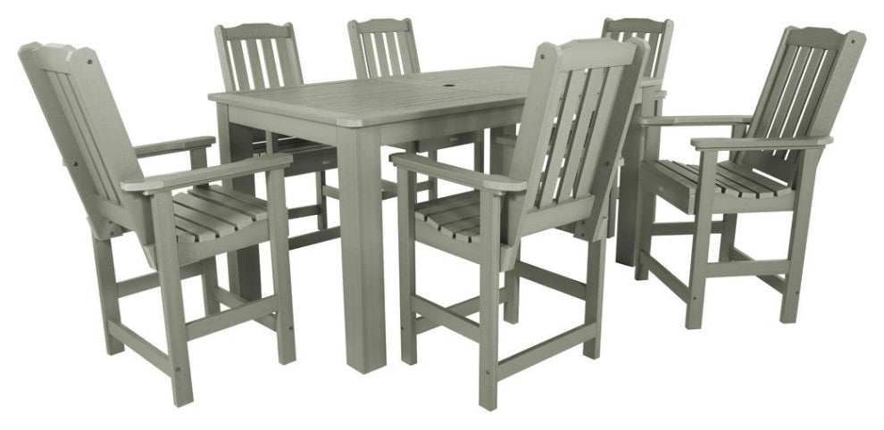 Lehigh 7-Piece Rectangle Counter-Height Dining Set, Eucalyptus