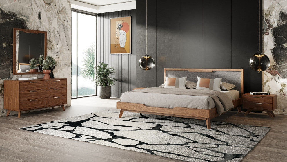 Nova Domus Soria Gray and Walnut Bed, Eastern King