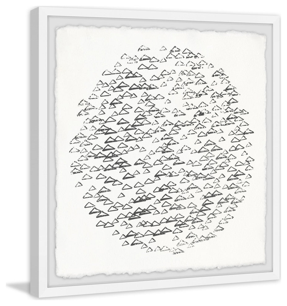 "Floating Black Triangles" Framed Painting Print, 18x18